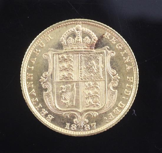 A Victoria gold half sovereign, 1887 Melbourne mint, 3.99g